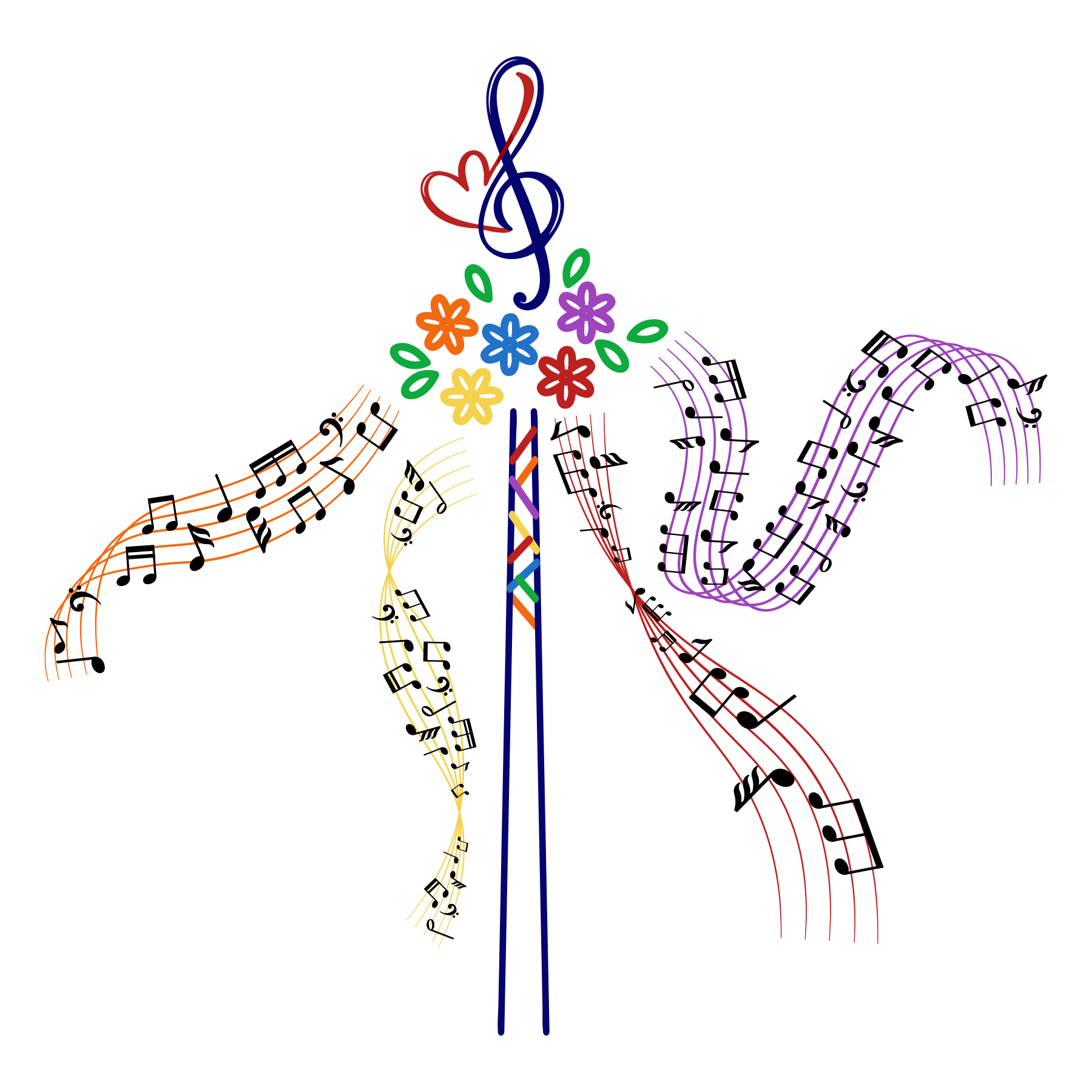 Maypole illustration with music notes