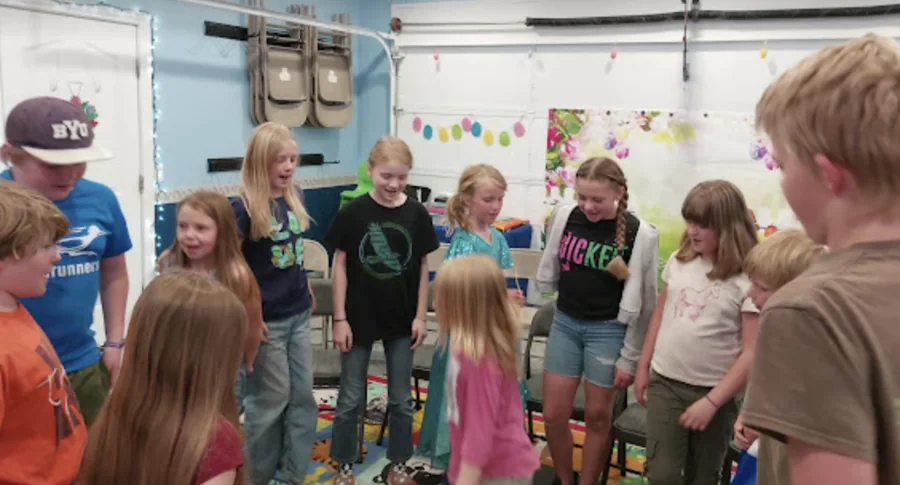 Children singing in a circle